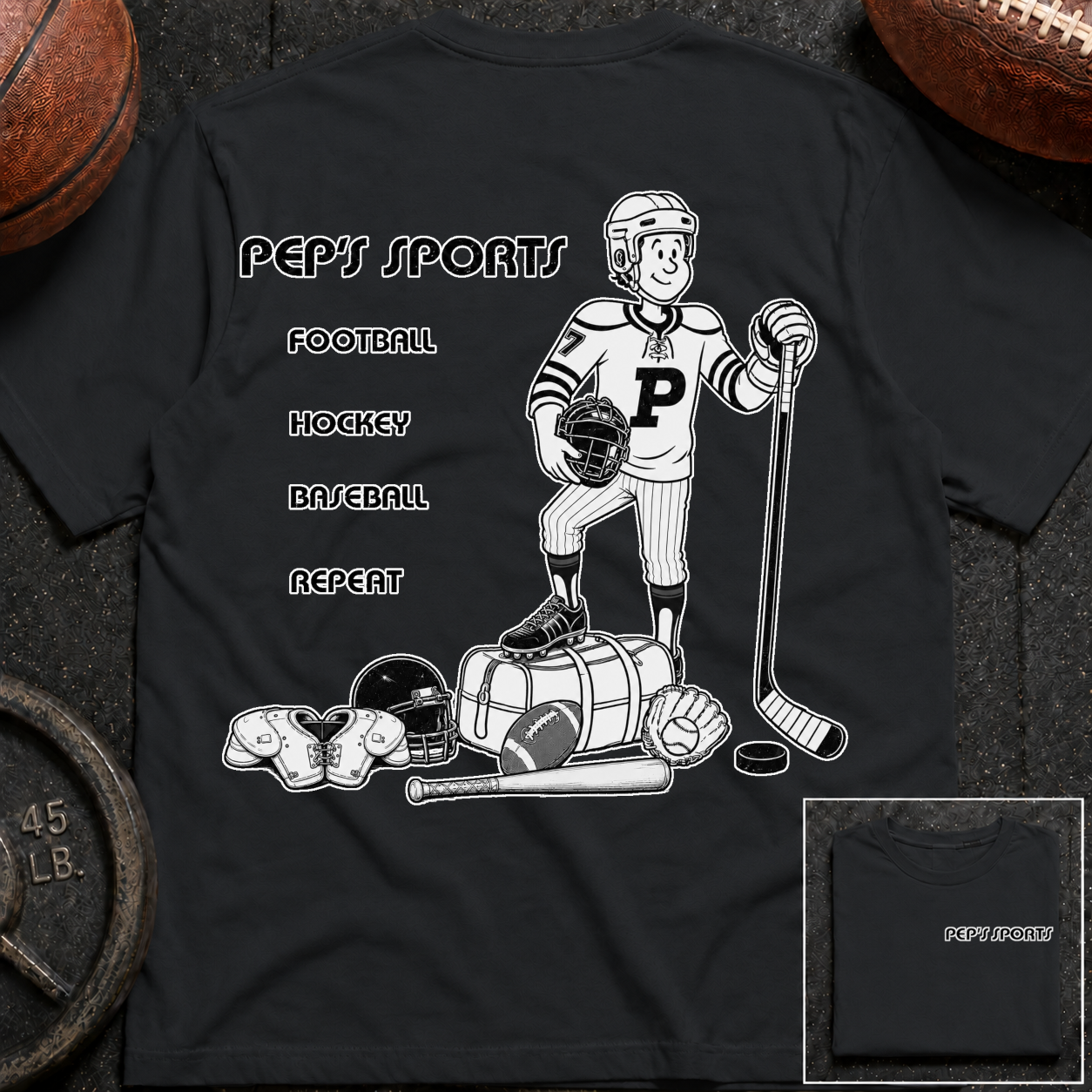 3S Repeat Football Hockey Baseball Pep T-Shirt