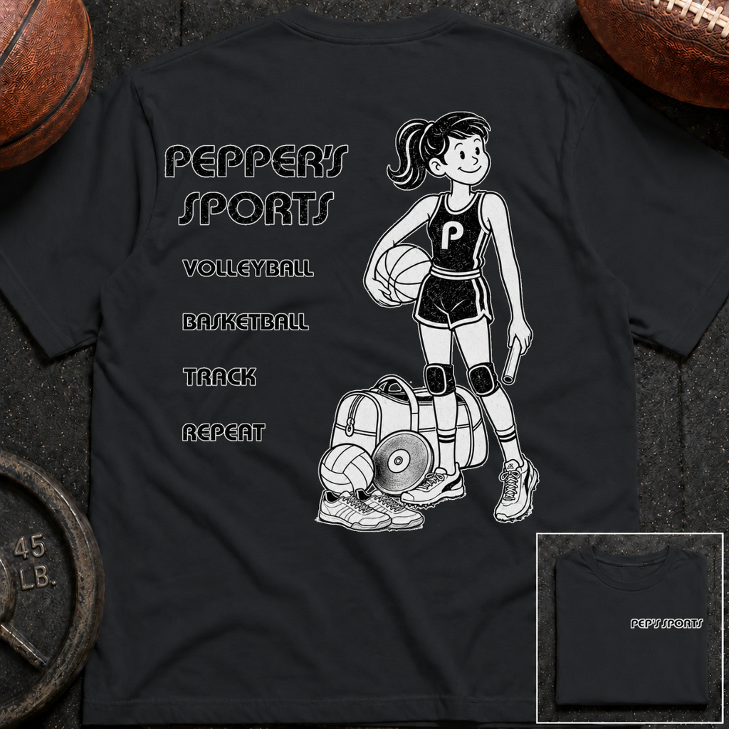 3S Repeat Volleyball Basketball Track Pepper T-Shirt