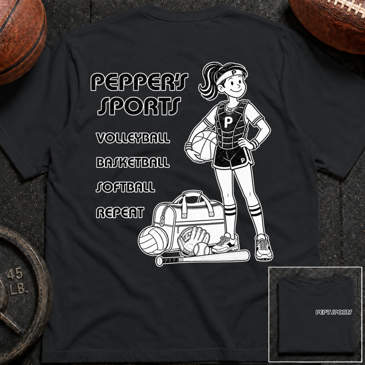 3S Repeat Volleyball Basketball Softball Pepper T-Shirt