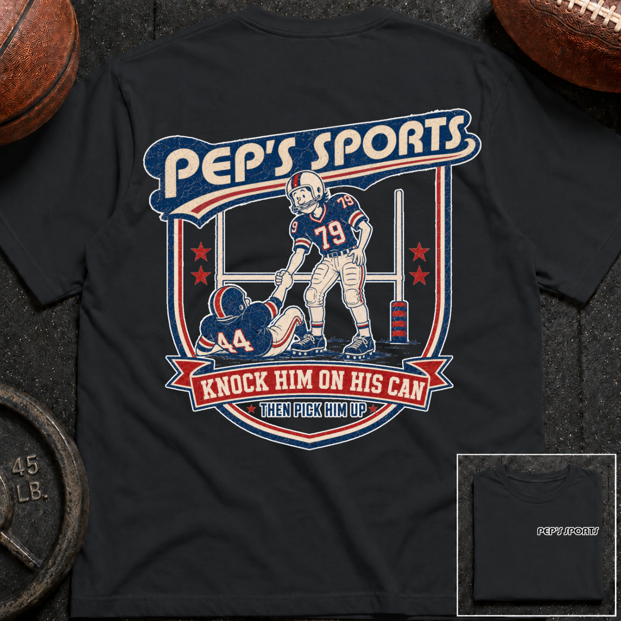 Knock Him On His Can Football Pep T-Shirt