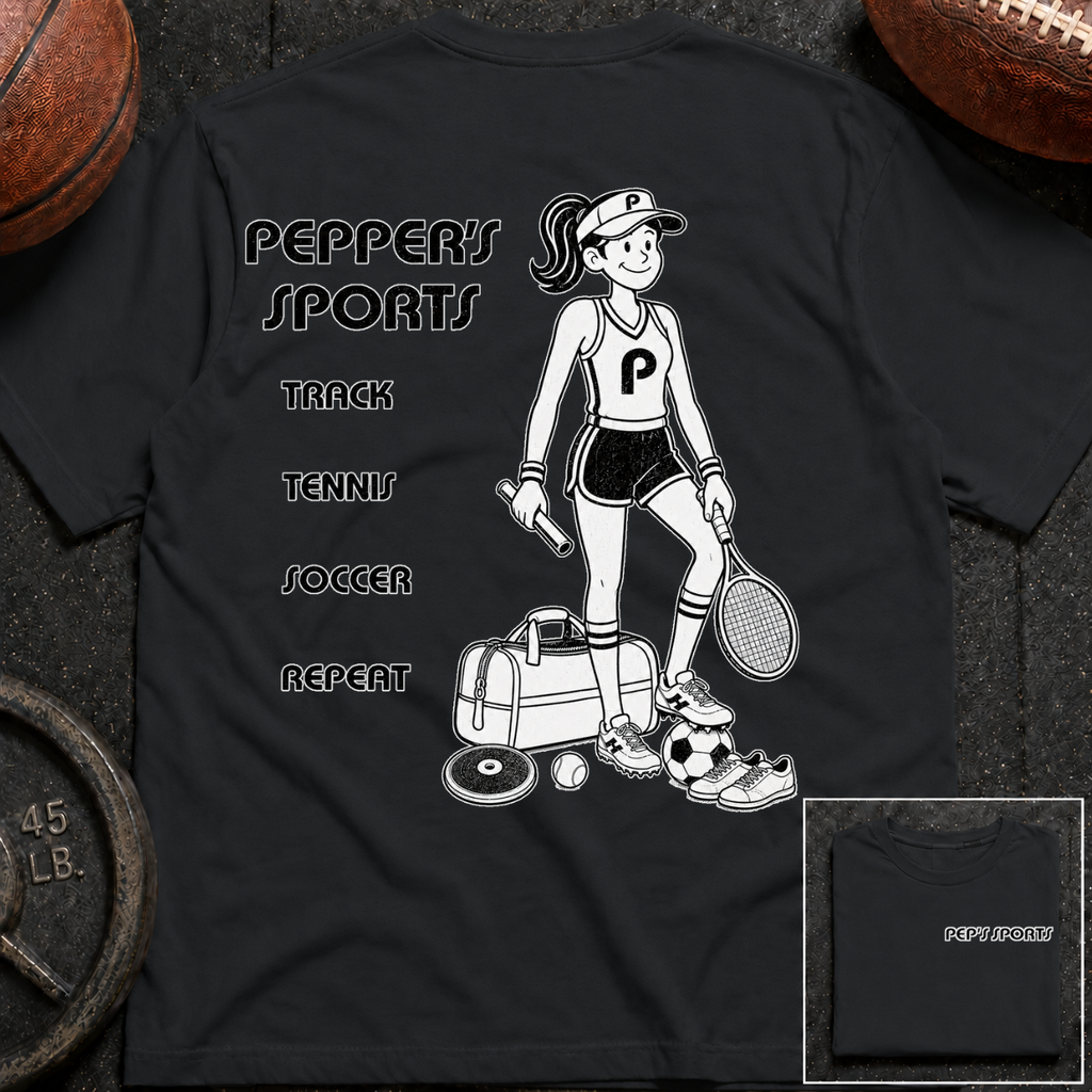 3S Repeat Track Tennis Soccer Pepper T-Shirt