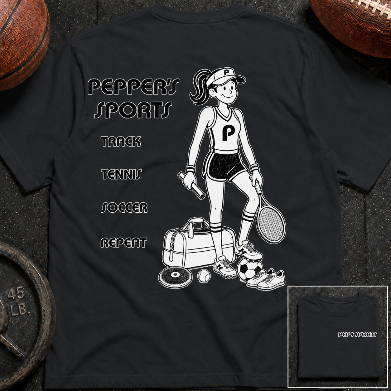 3S Repeat Track Tennis Soccer Pepper T-Shirt