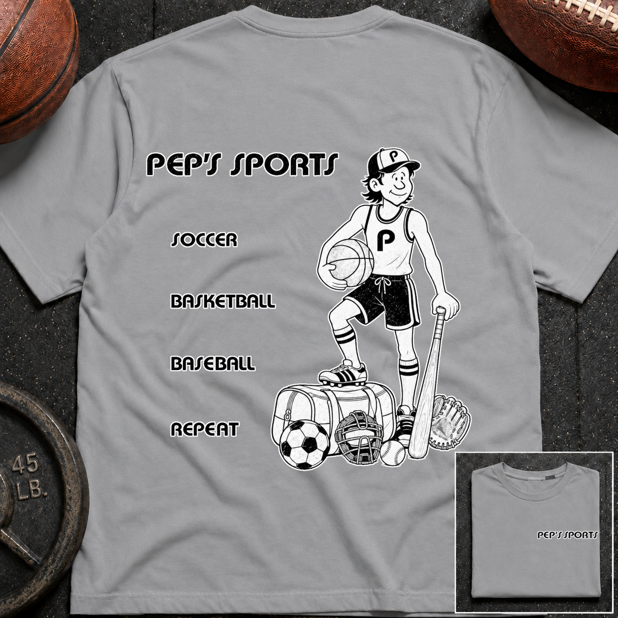 3S Soccer Basketball Baseball Repeat Pep T-Shirt