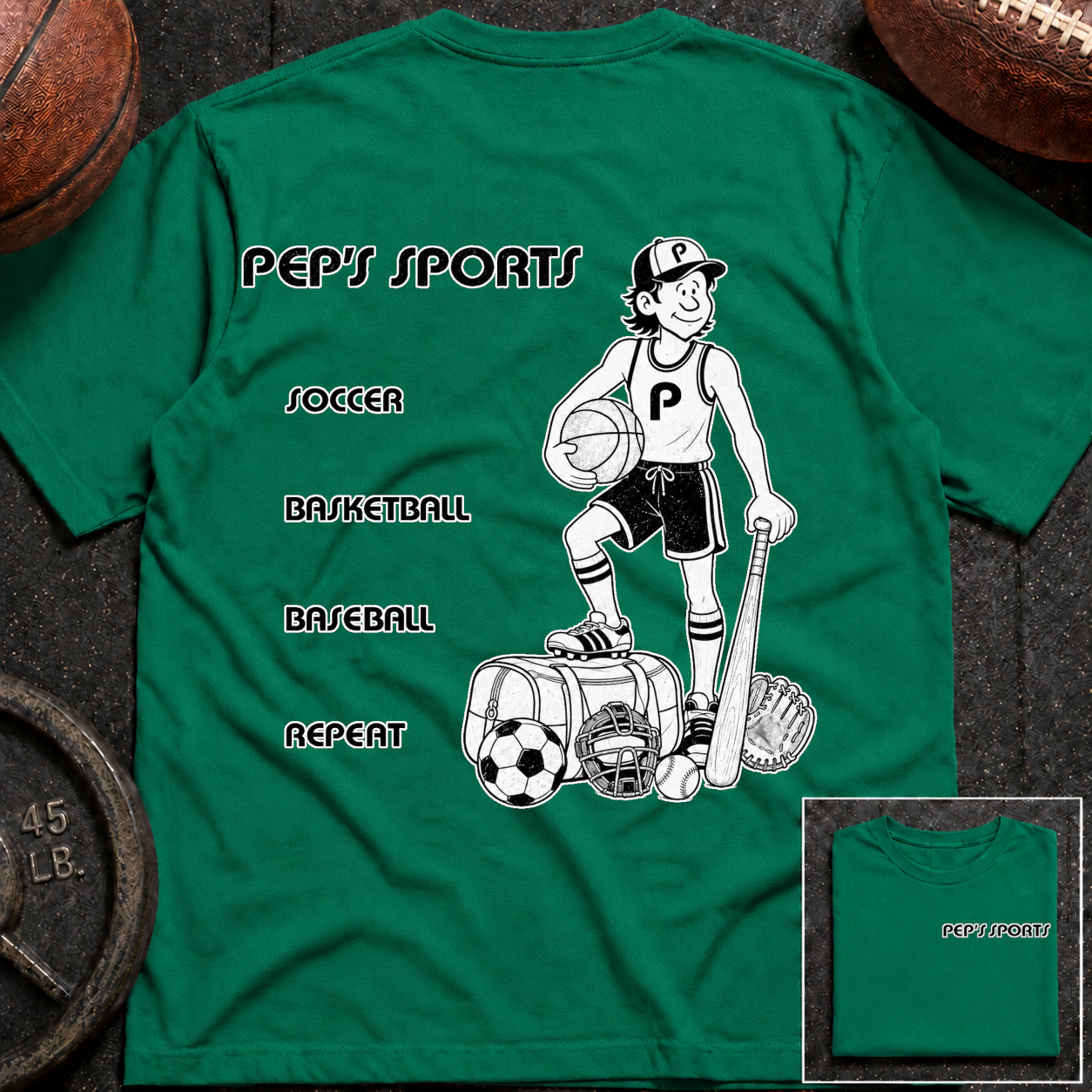 3S Soccer Basketball Baseball Repeat Pep T-Shirt