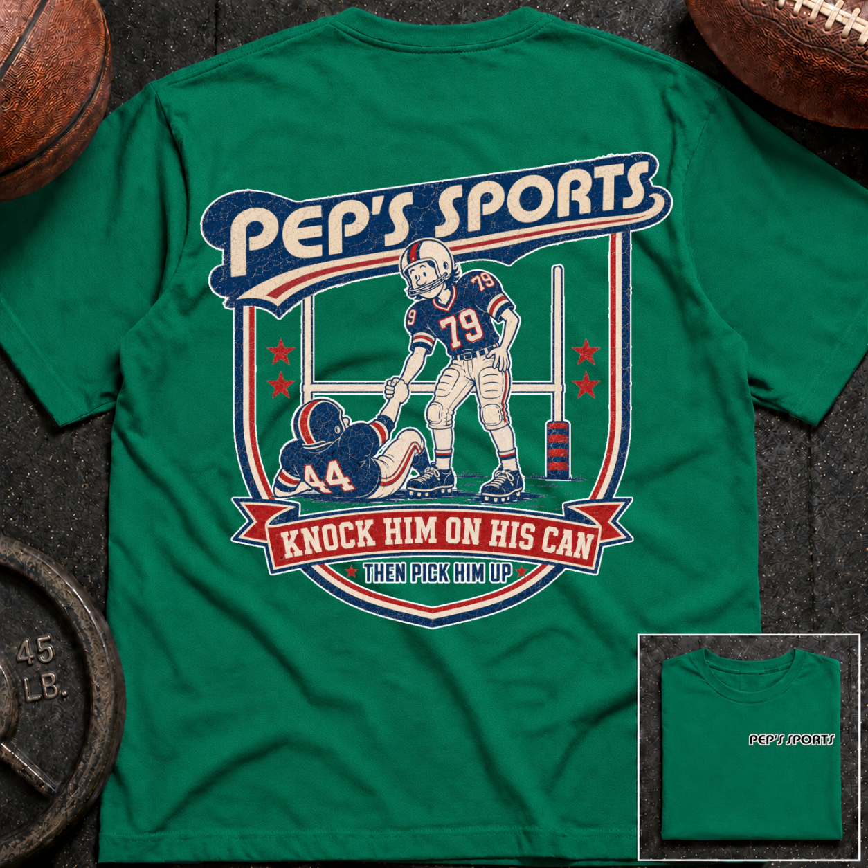 Knock Him On His Can Football Pep T-Shirt