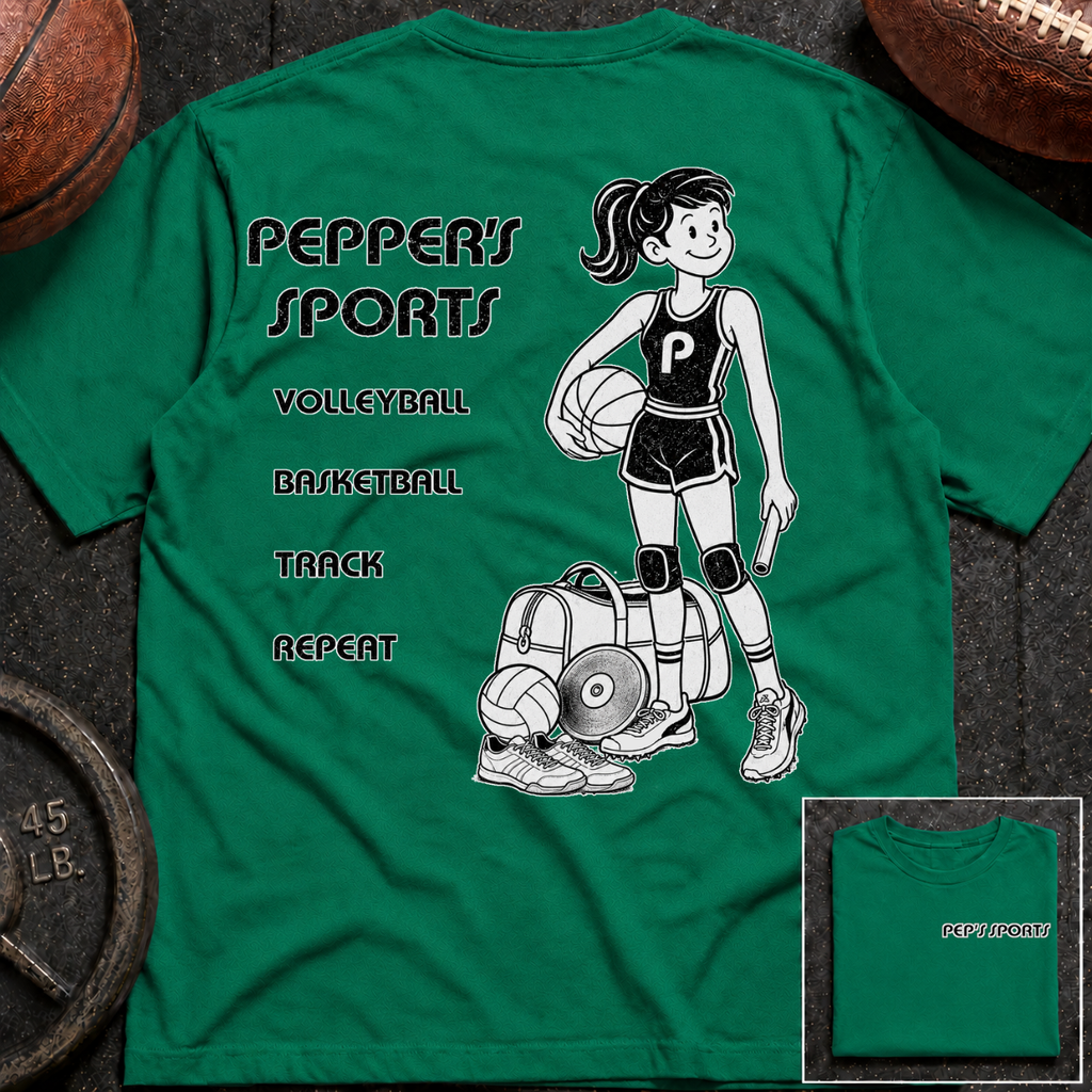 3S Repeat Volleyball Basketball Track Pepper T-Shirt
