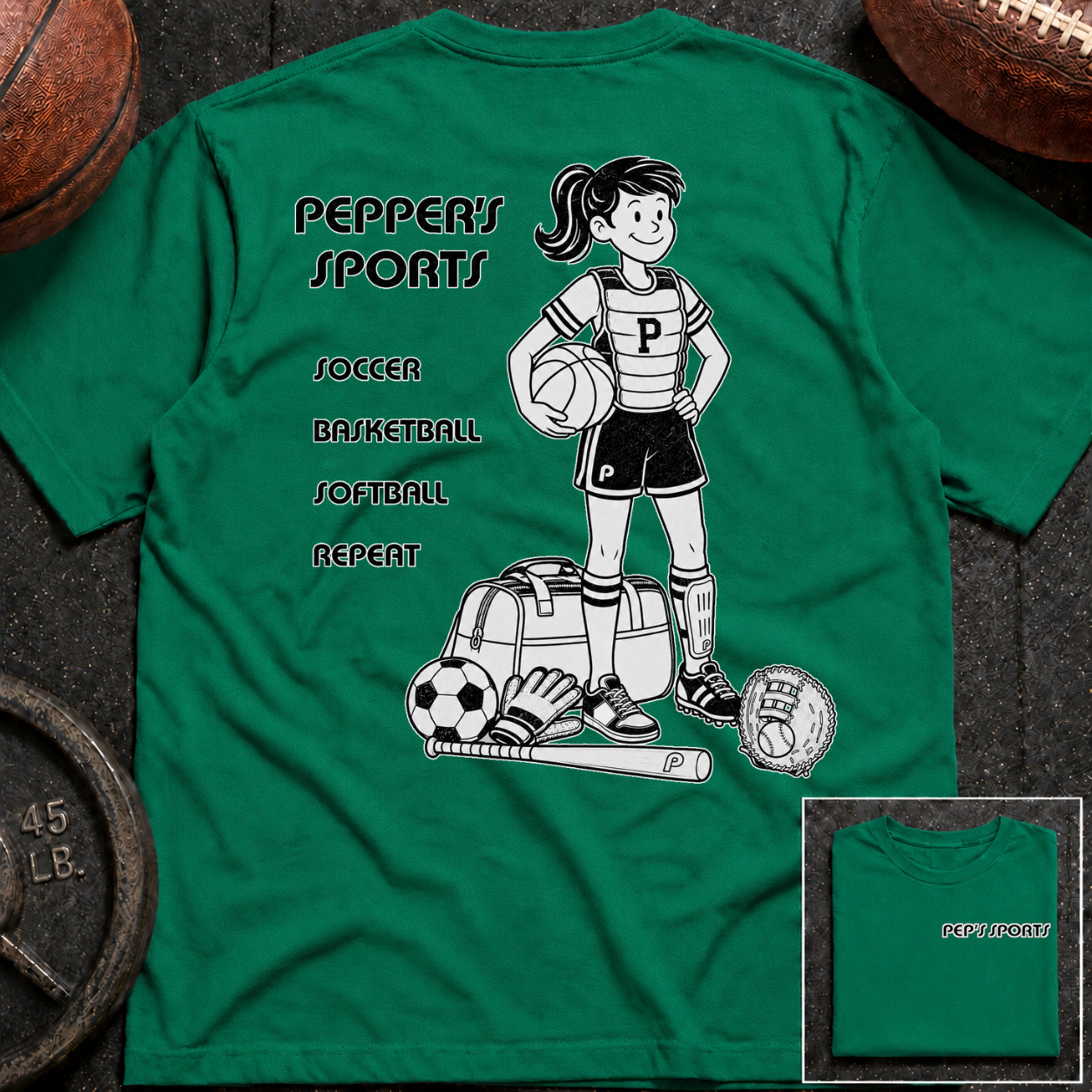 3S Repeat Soccer Basketball Softball Pepper T-Shirt