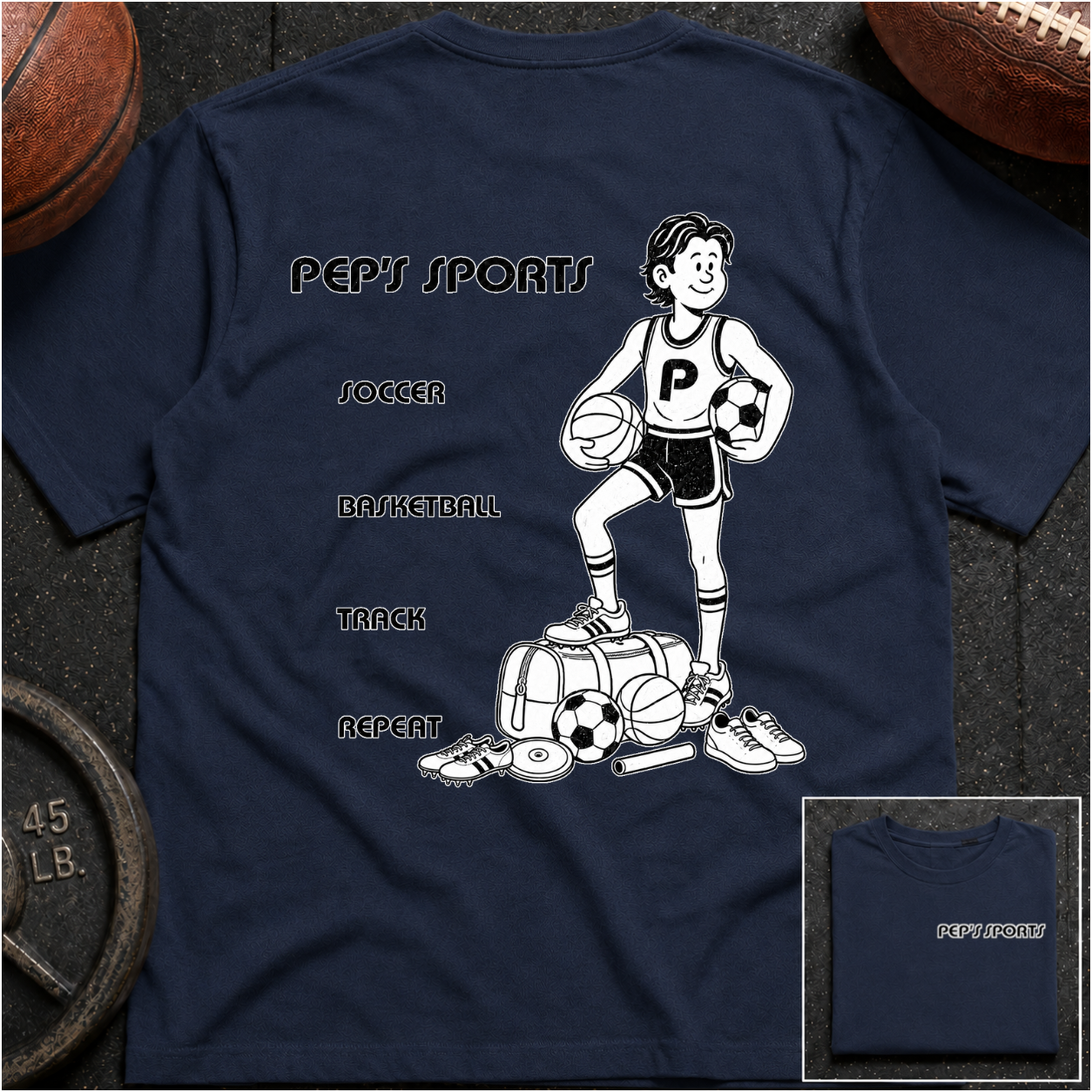 3S Repeat Soccer Basketball Track Pep T-Shirt