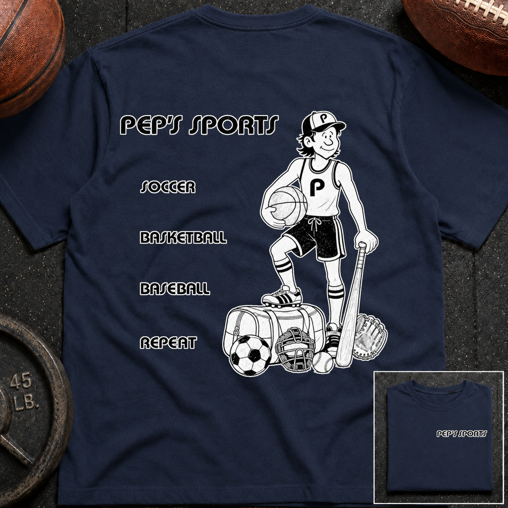 3S Soccer Basketball Baseball Repeat Pep T-Shirt