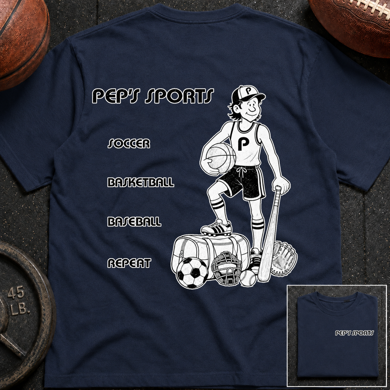 3S Soccer Basketball Baseball Repeat Pep T-Shirt