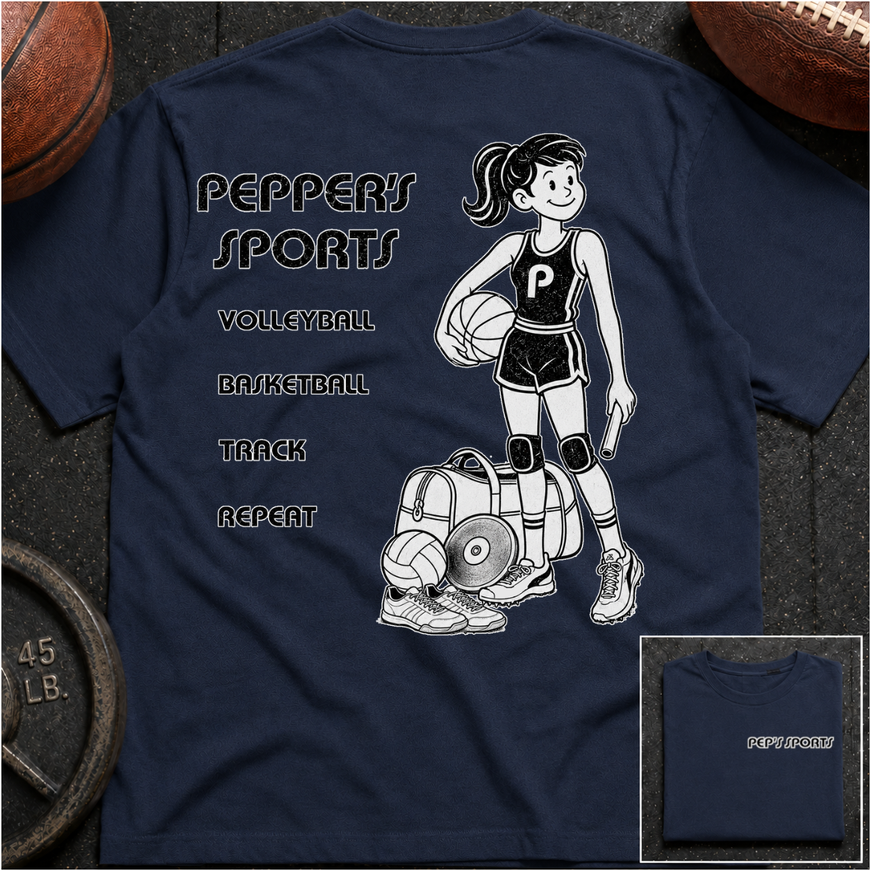3S Repeat Volleyball Basketball Track Pepper T-Shirt
