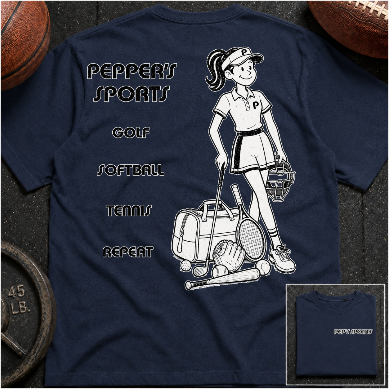 3S Repeat Golf Softball Tennis Pepper T-Shirt