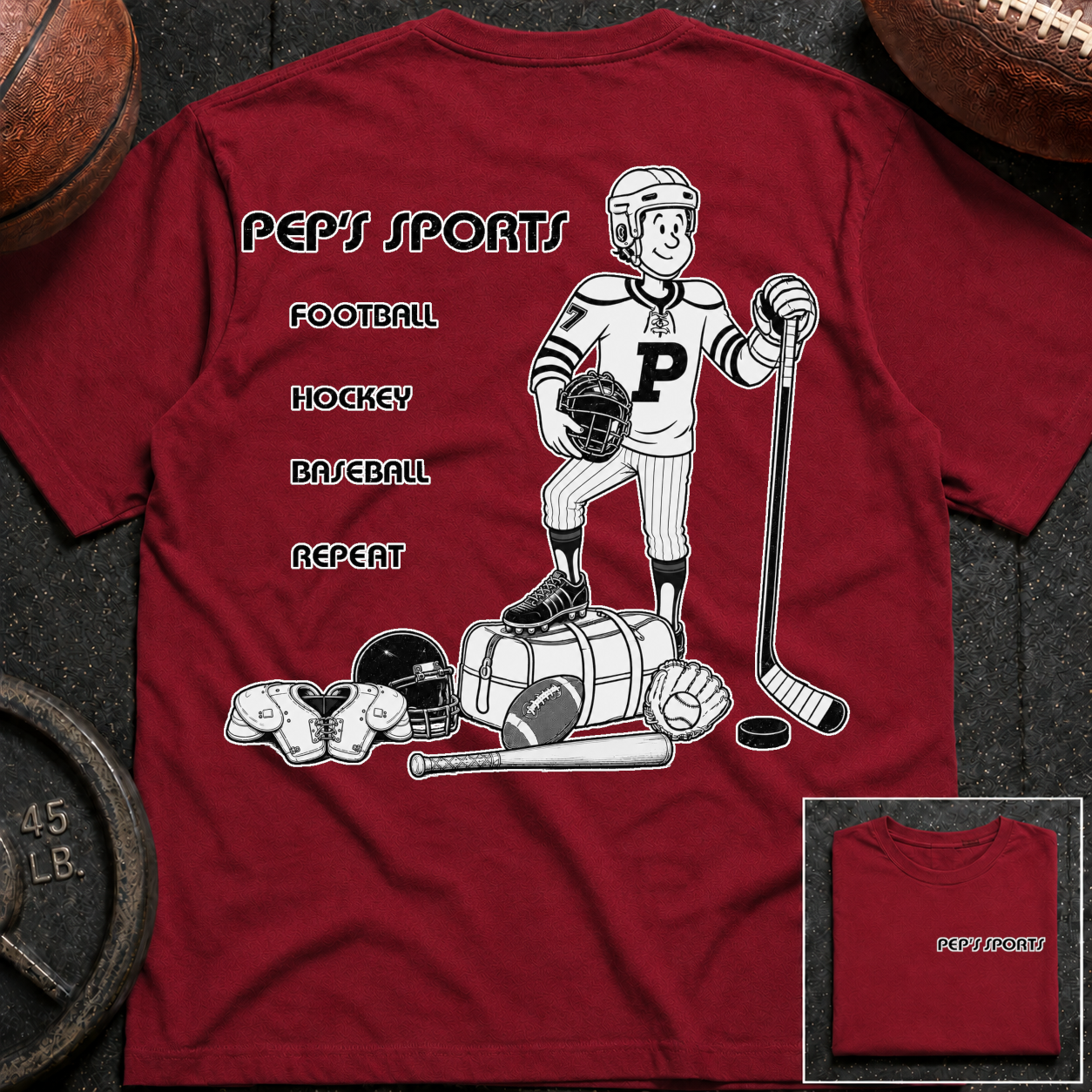 3S Repeat Football Hockey Baseball Pep T-Shirt