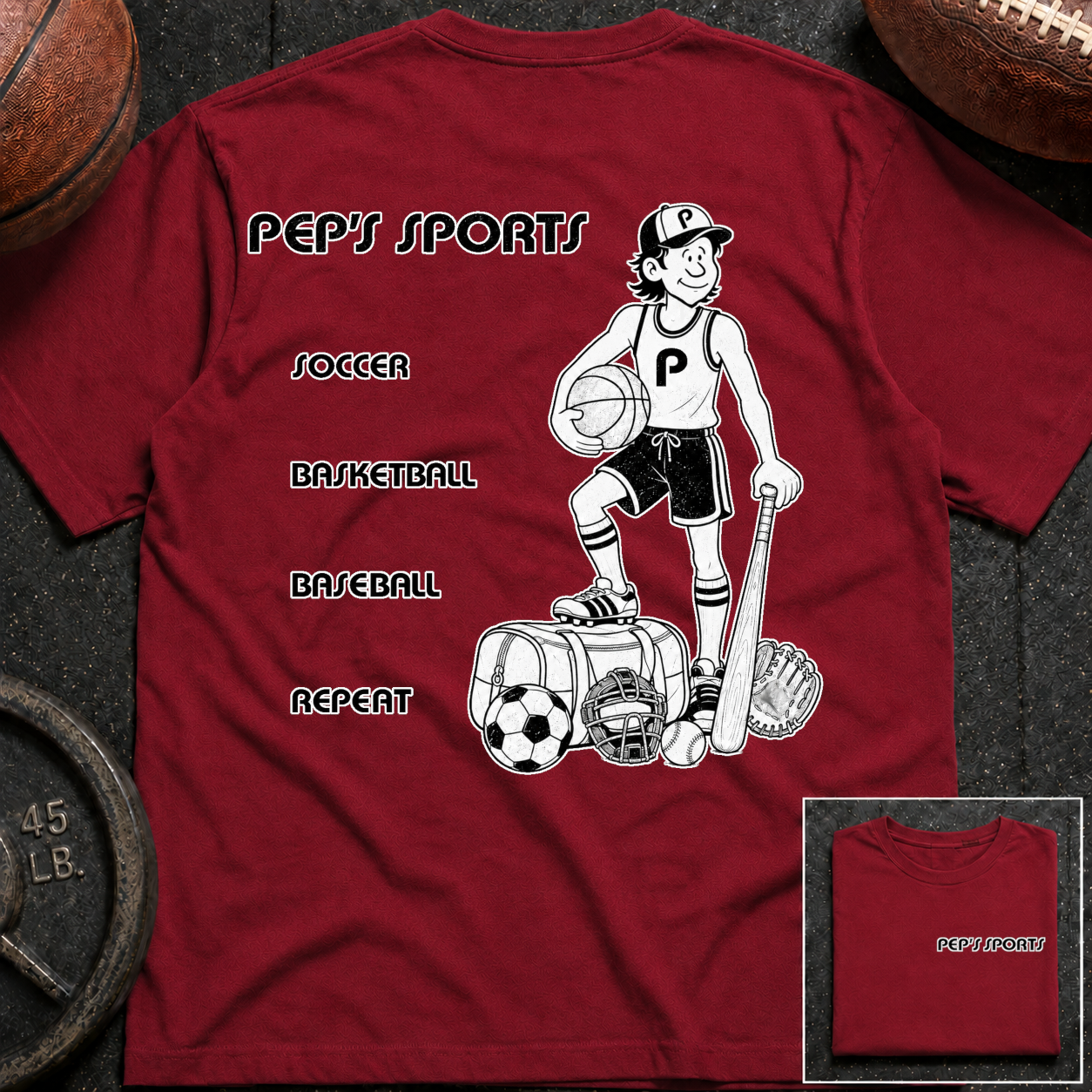 3S Soccer Basketball Baseball Repeat Pep T-Shirt