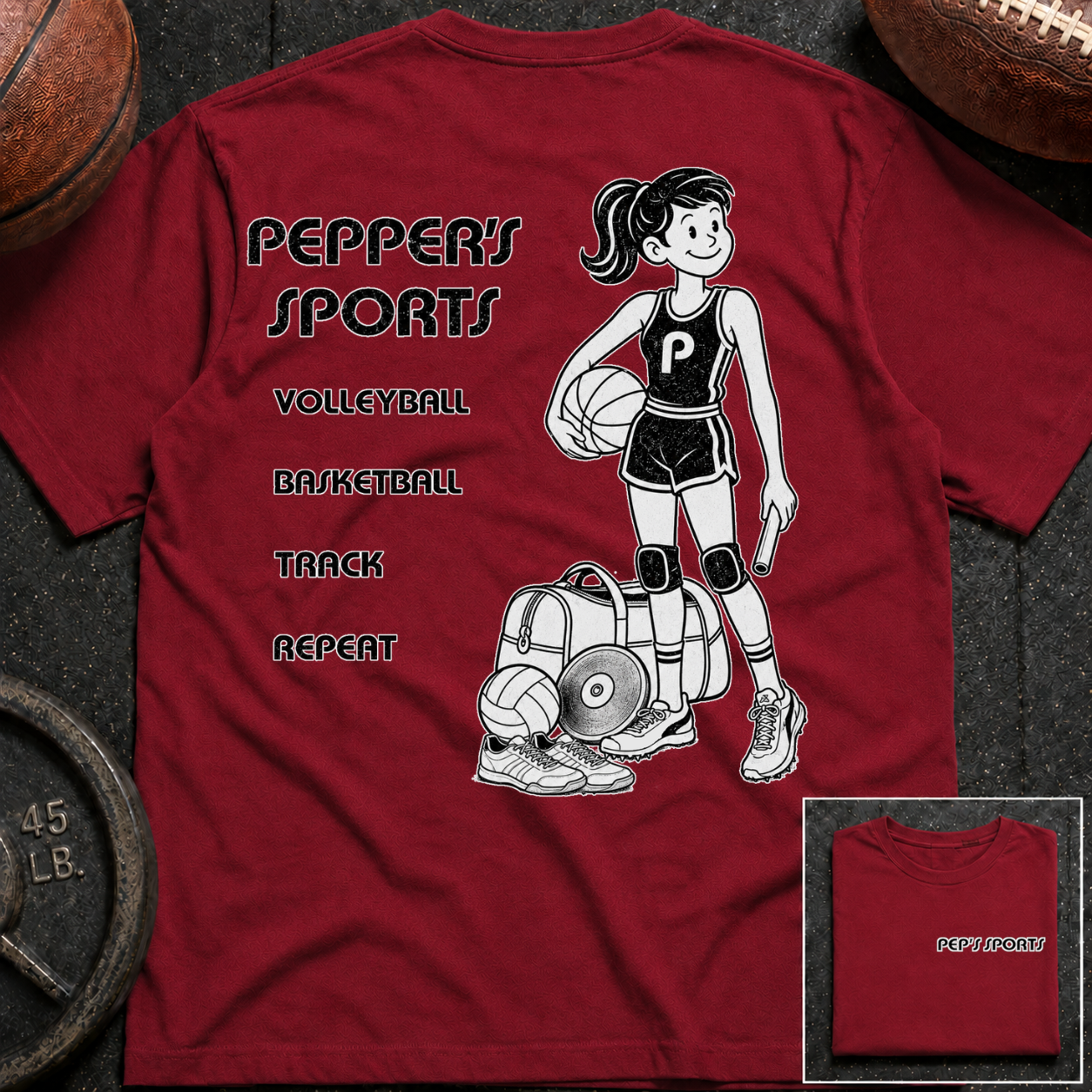 3S Repeat Volleyball Basketball Track Pepper T-Shirt