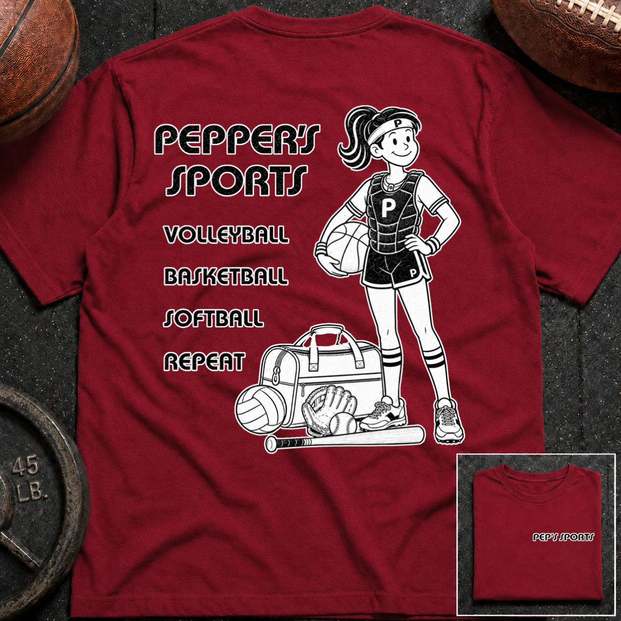 3S Repeat Volleyball Basketball Softball Pepper T-Shirt
