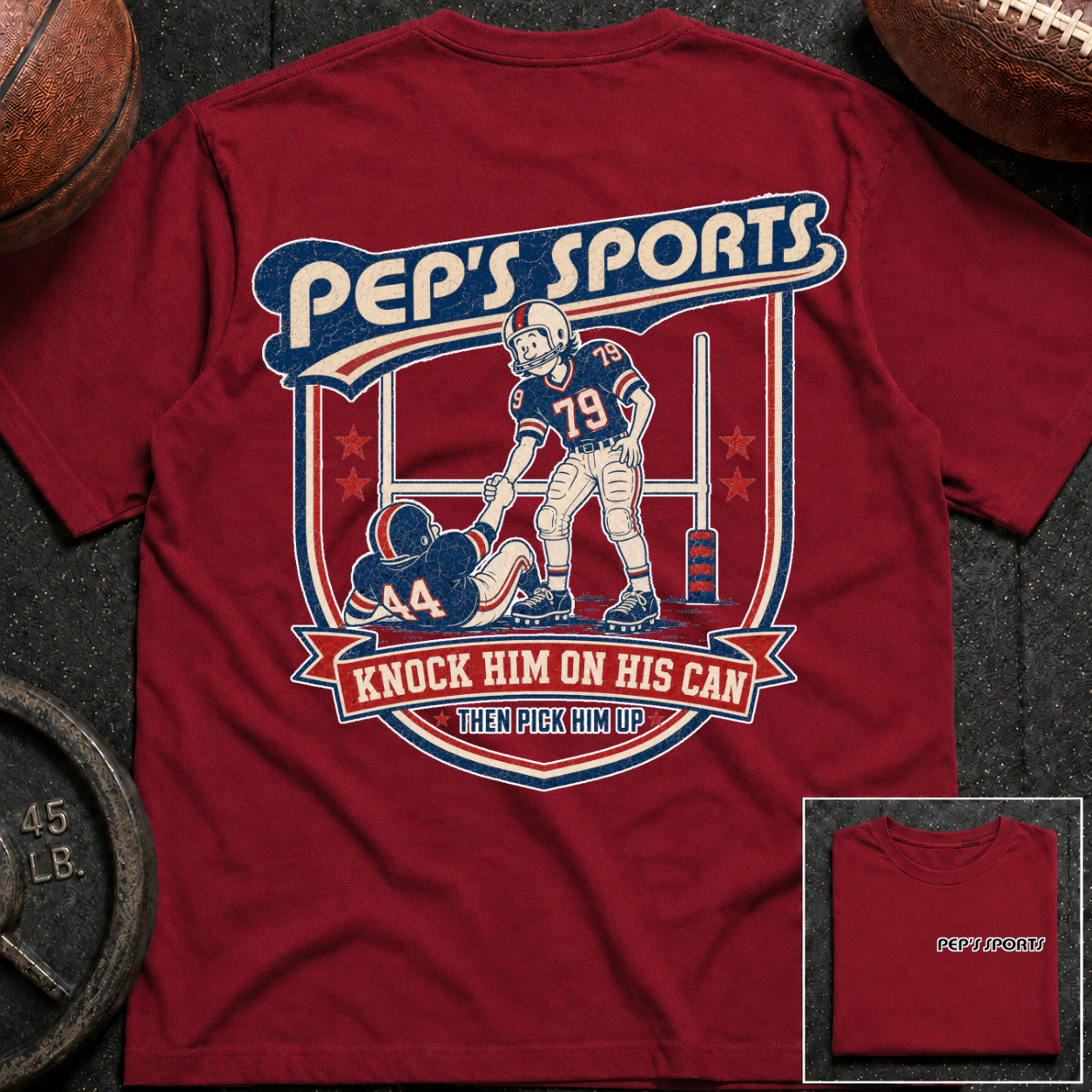 Knock Him On His Can Football Pep T-Shirt