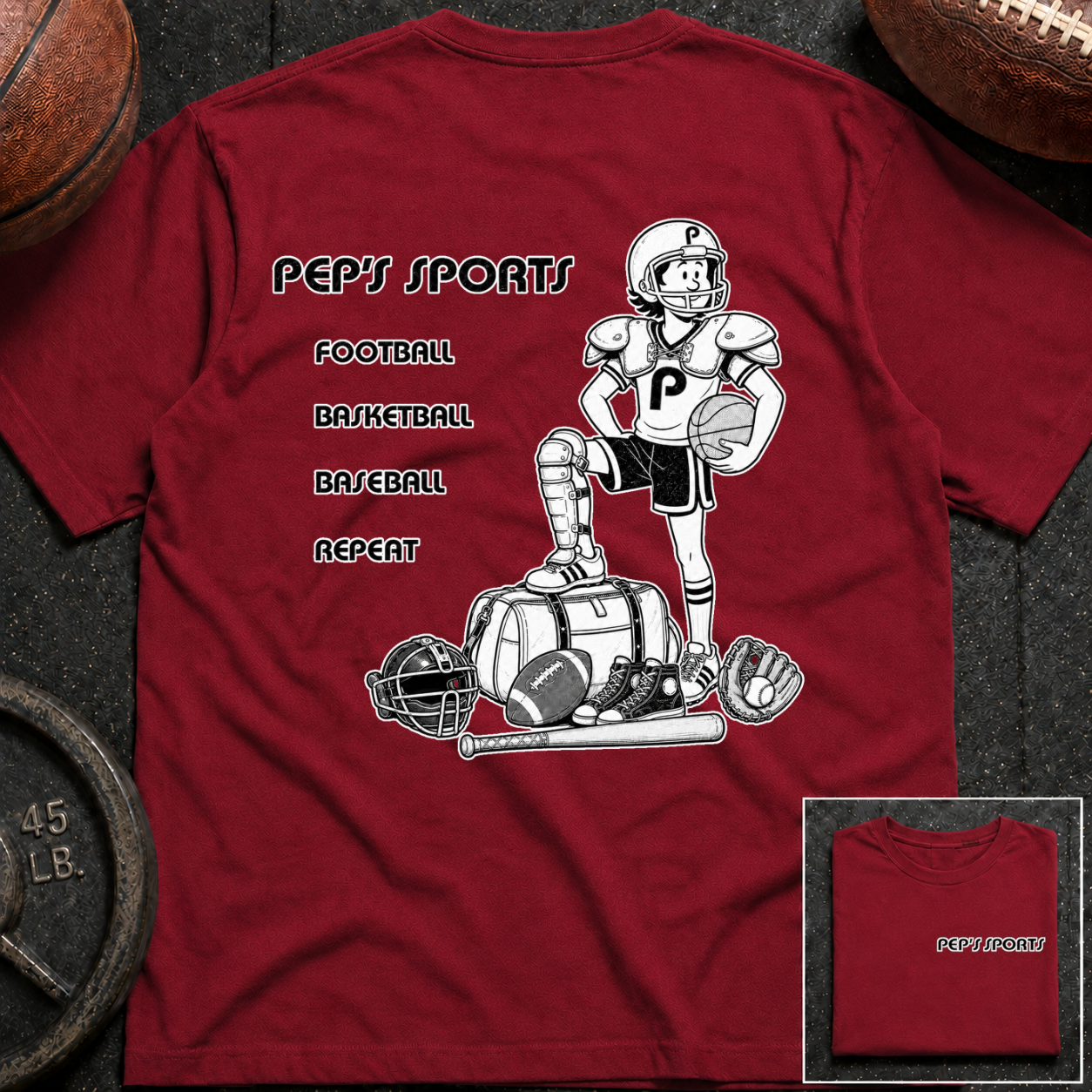3S Repeat Football Basketball Baseball Pep T-Shirt