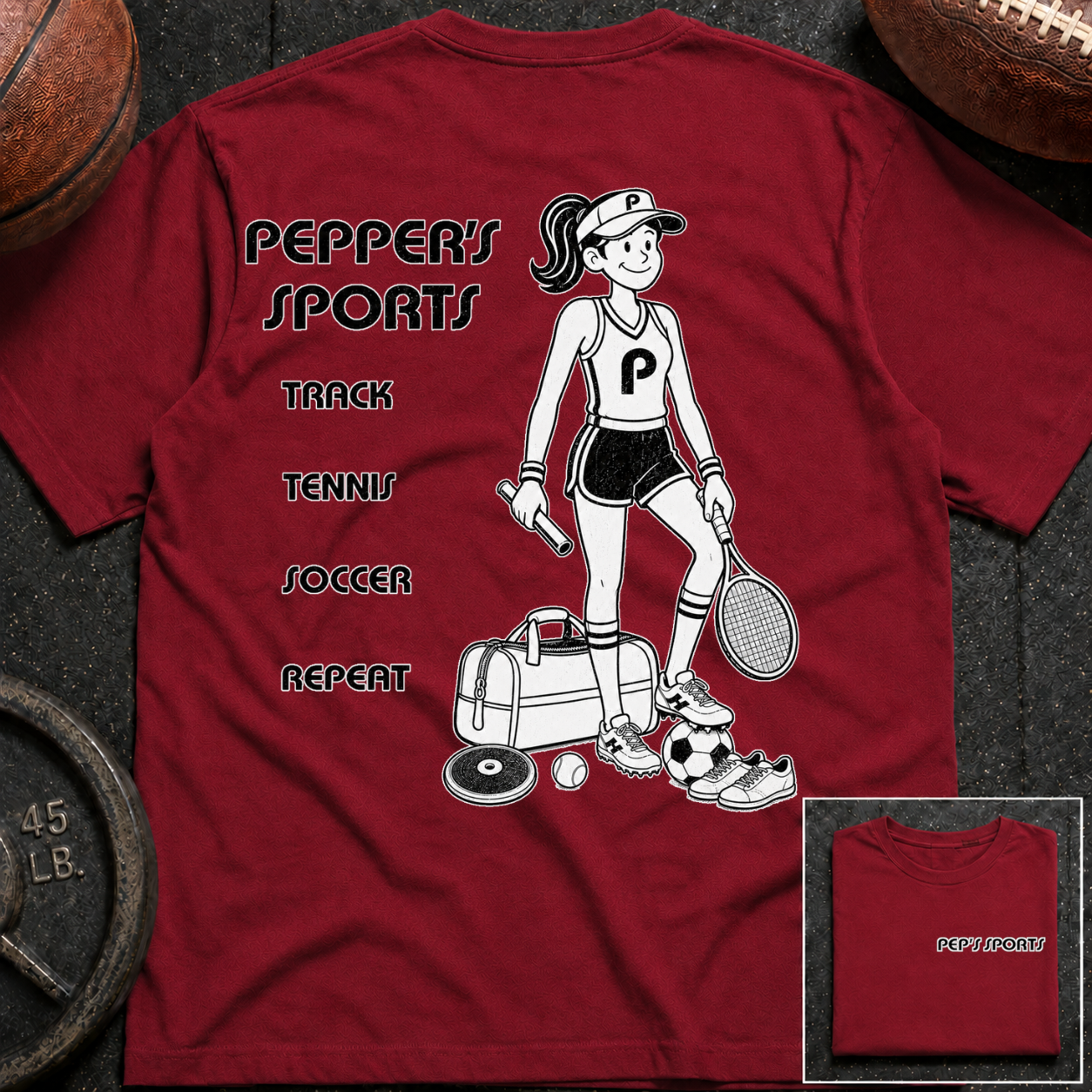3S Repeat Track Tennis Soccer Pepper T-Shirt