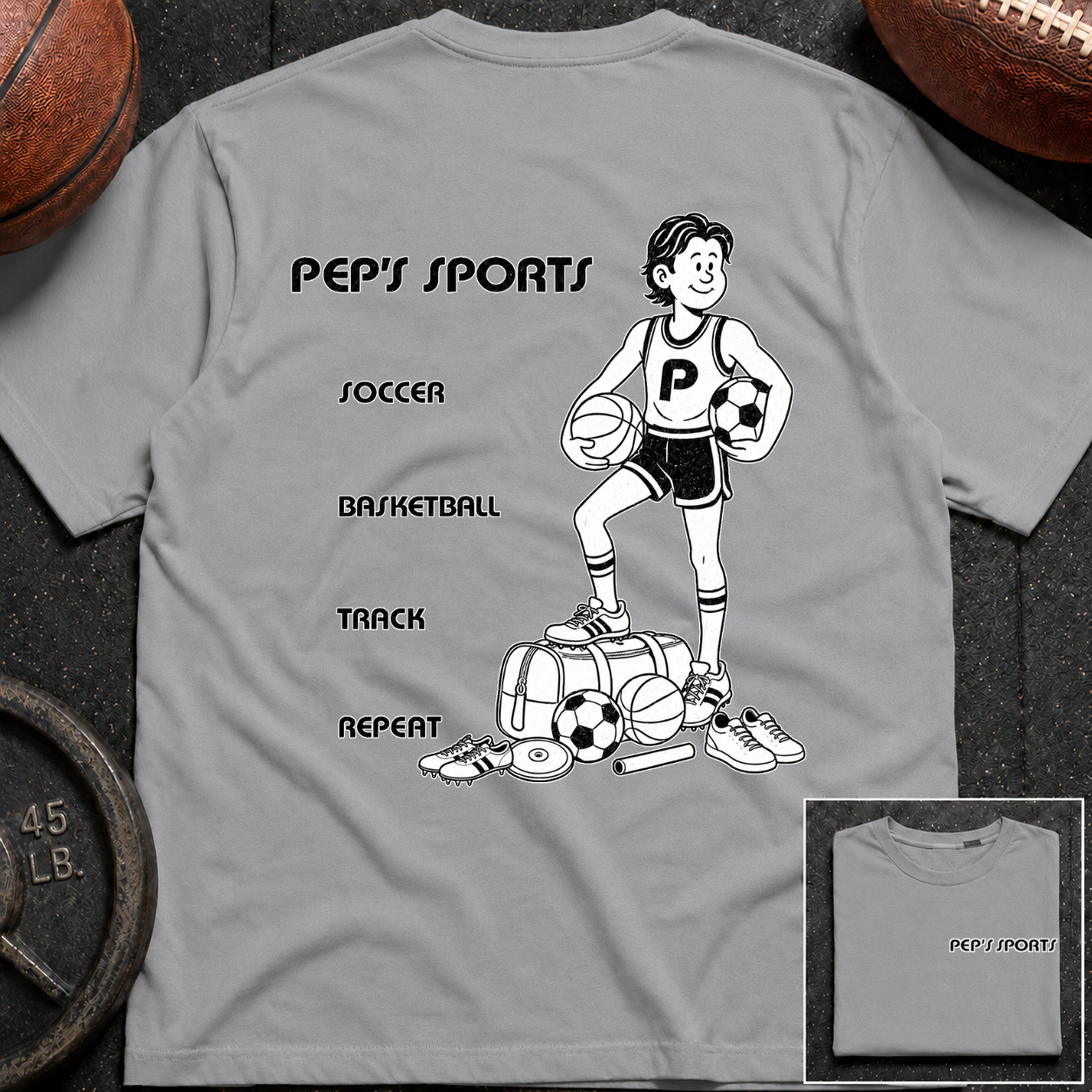 3S Repeat Soccer Basketball Track Pep T-Shirt