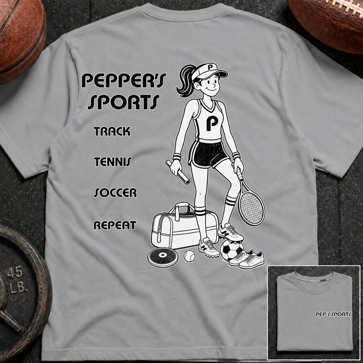 3S Repeat Track Tennis Soccer Pepper T-Shirt