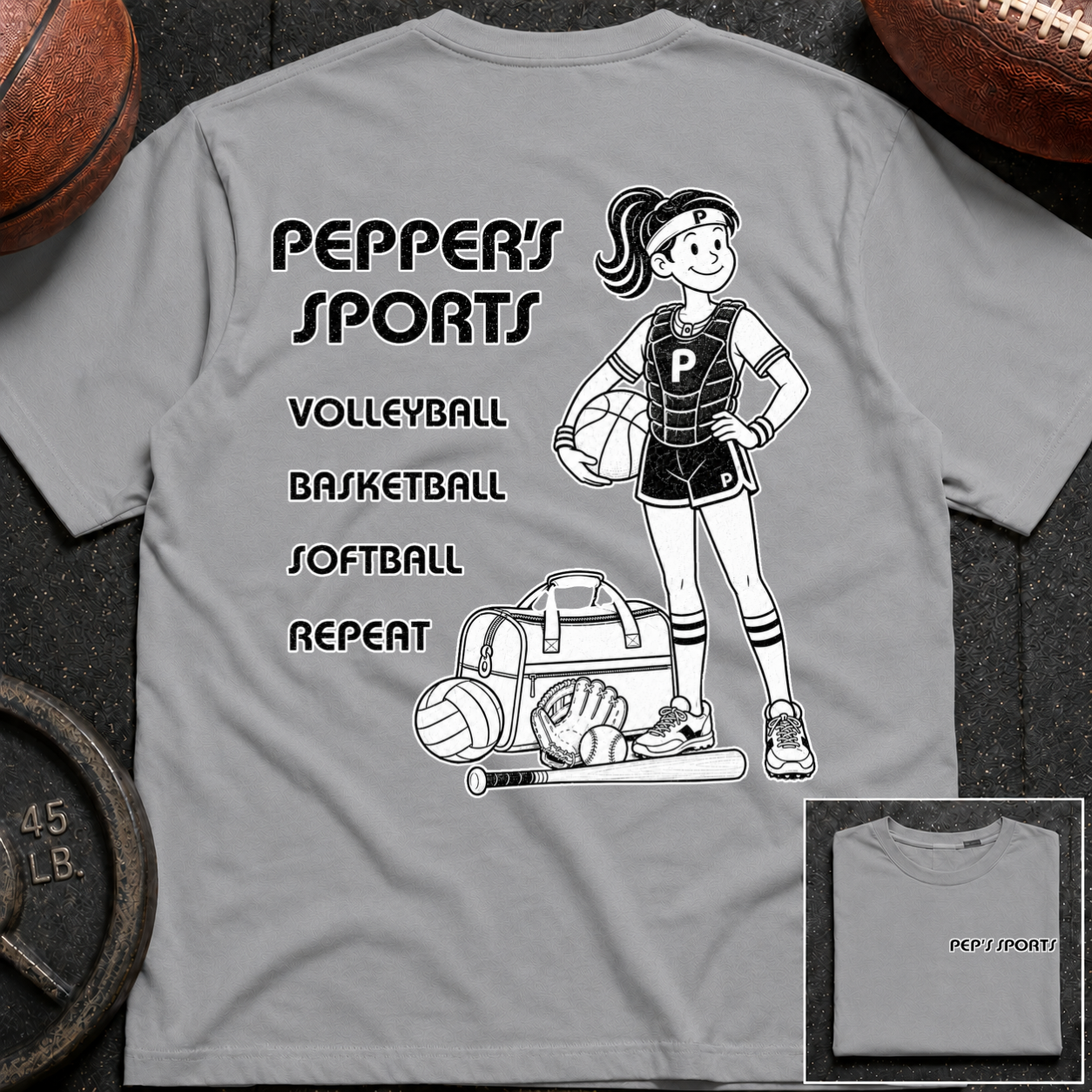 3S Repeat Volleyball Basketball Softball Pepper T-Shirt