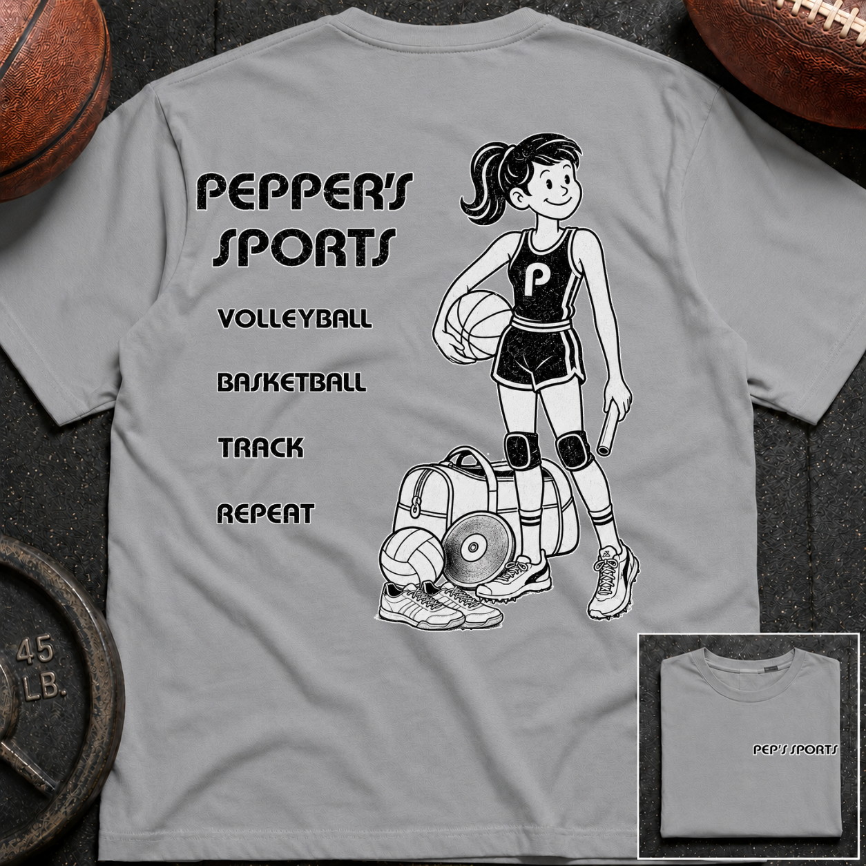 3S Repeat Volleyball Basketball Track Pepper T-Shirt