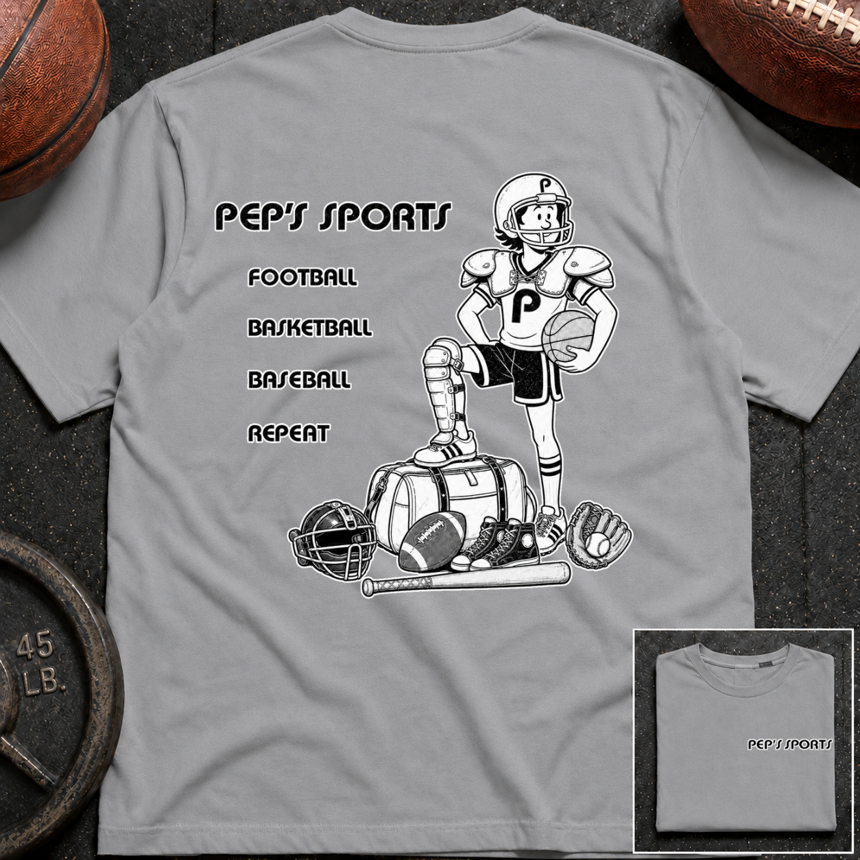3S Repeat Football Basketball Baseball Pep T-Shirt