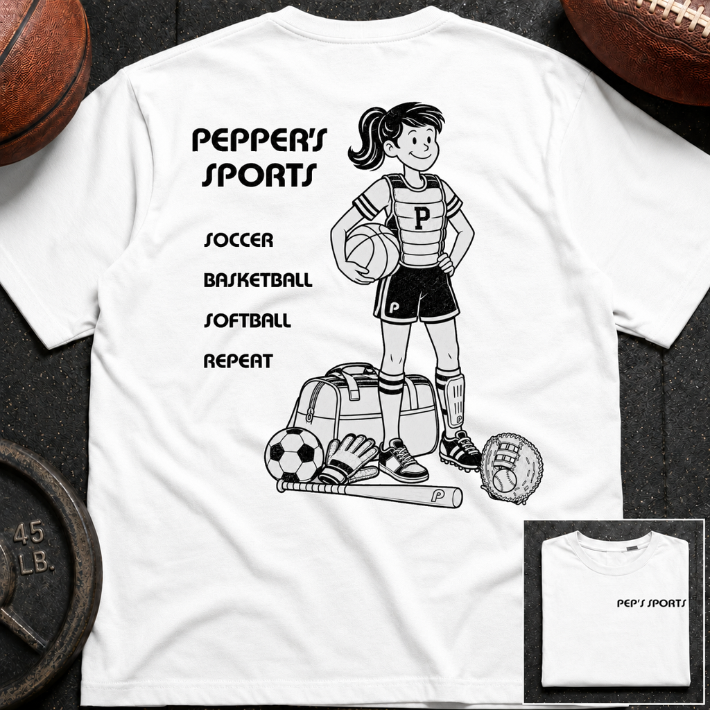 3S Repeat Soccer Basketball Softball Pepper T-Shirt