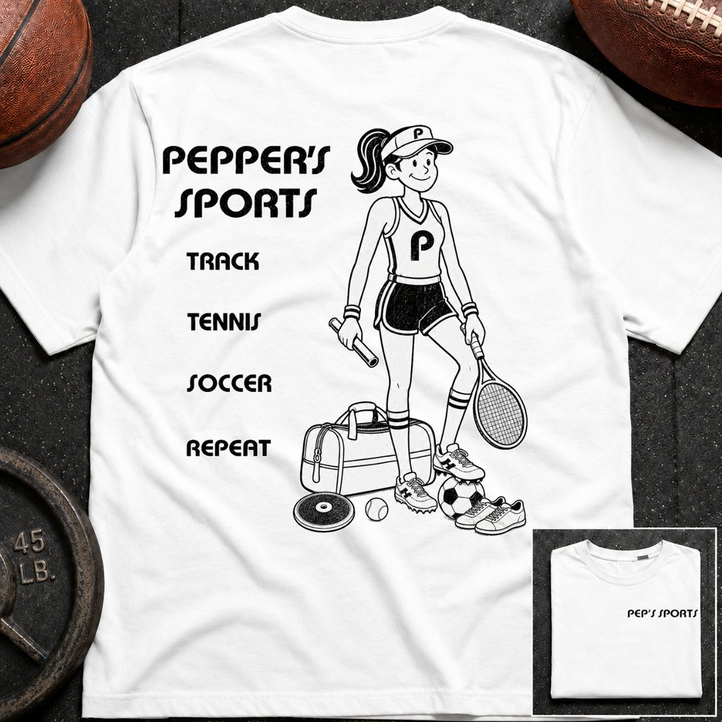 3S Repeat Track Tennis Soccer Pepper T-Shirt