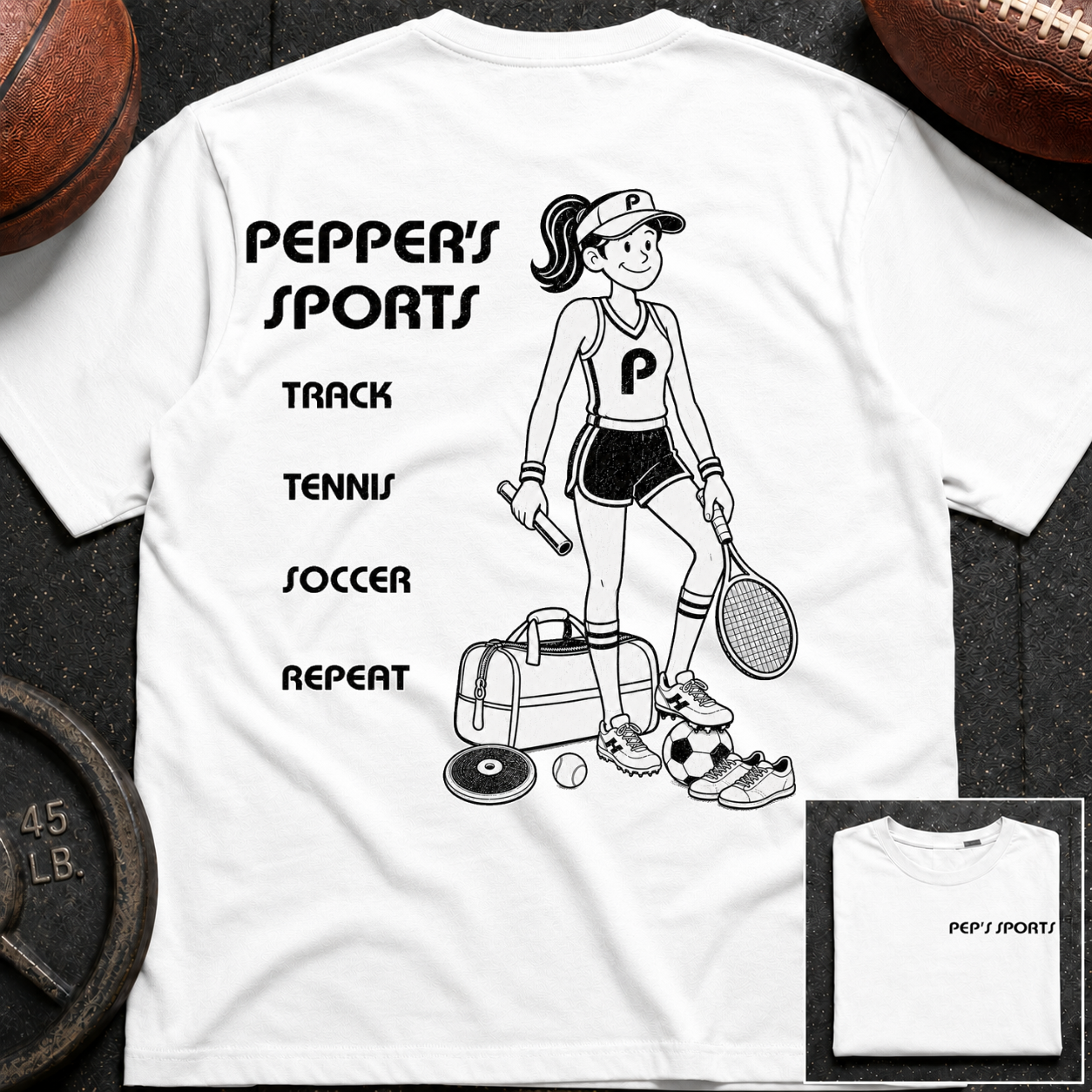 3S Repeat Track Tennis Soccer Pepper T-Shirt