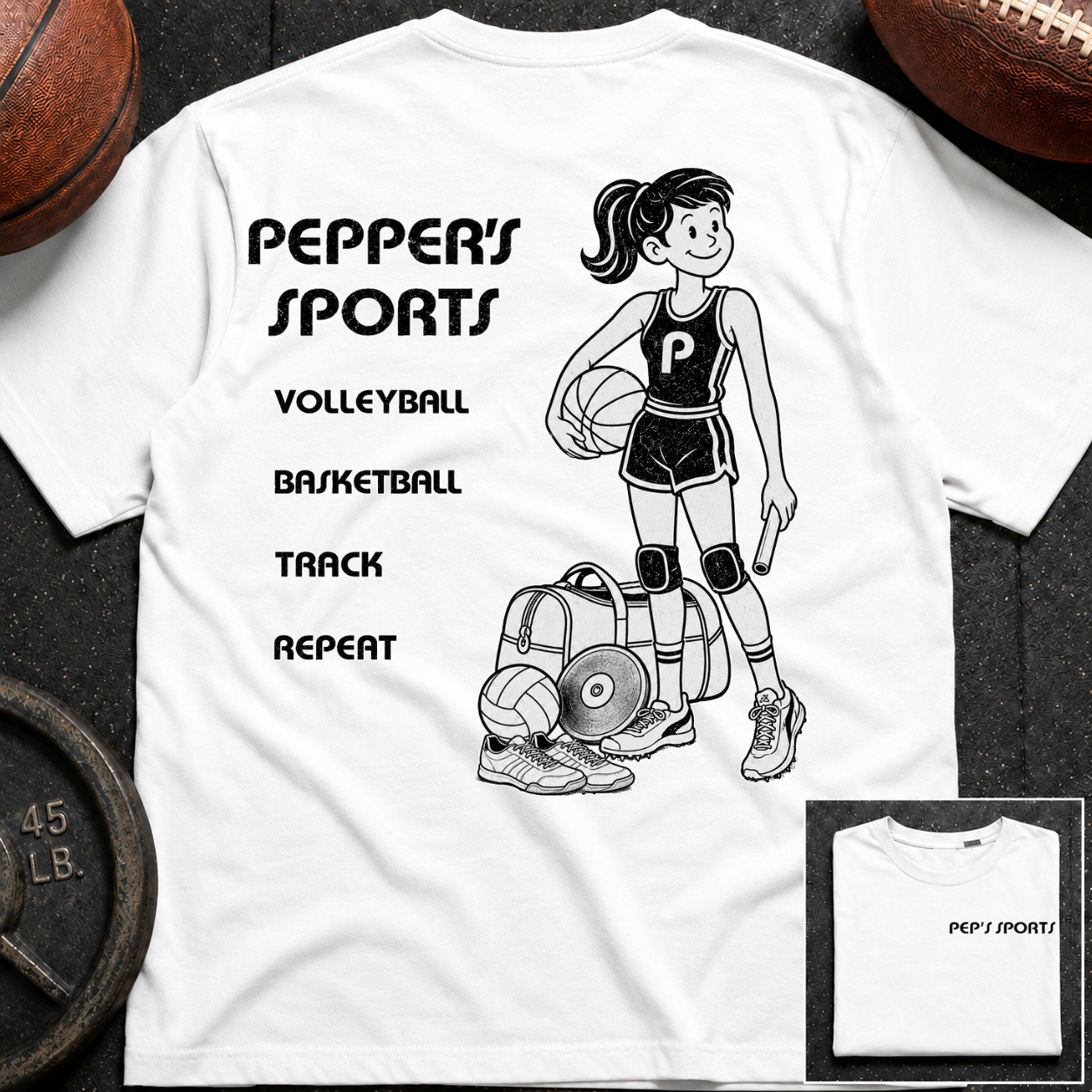3S Repeat Volleyball Basketball Track Pepper T-Shirt