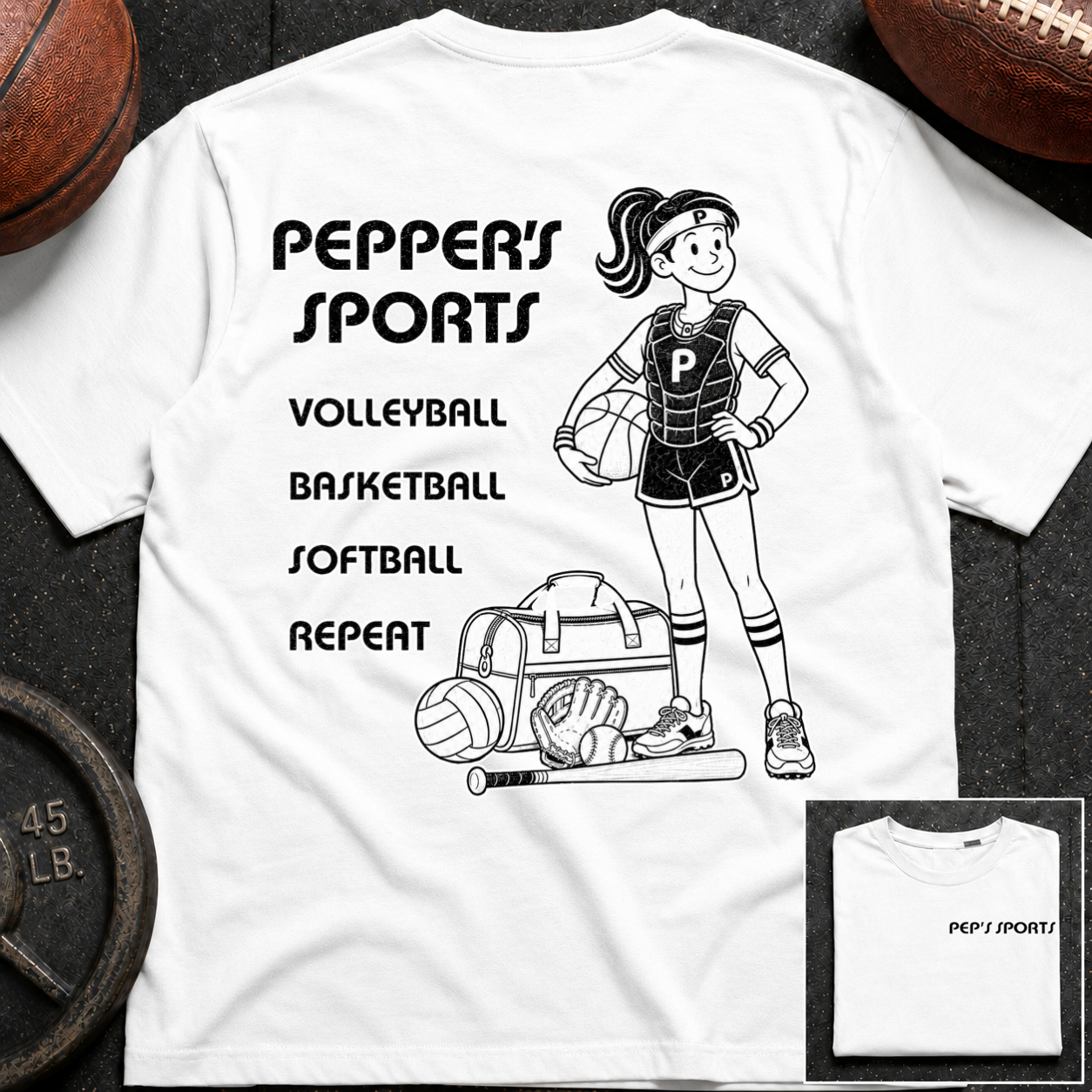 3S Repeat Volleyball Basketball Softball Pepper T-Shirt